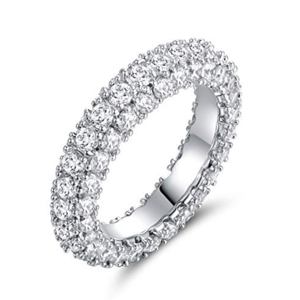 14K White Gold plated Eternity Band